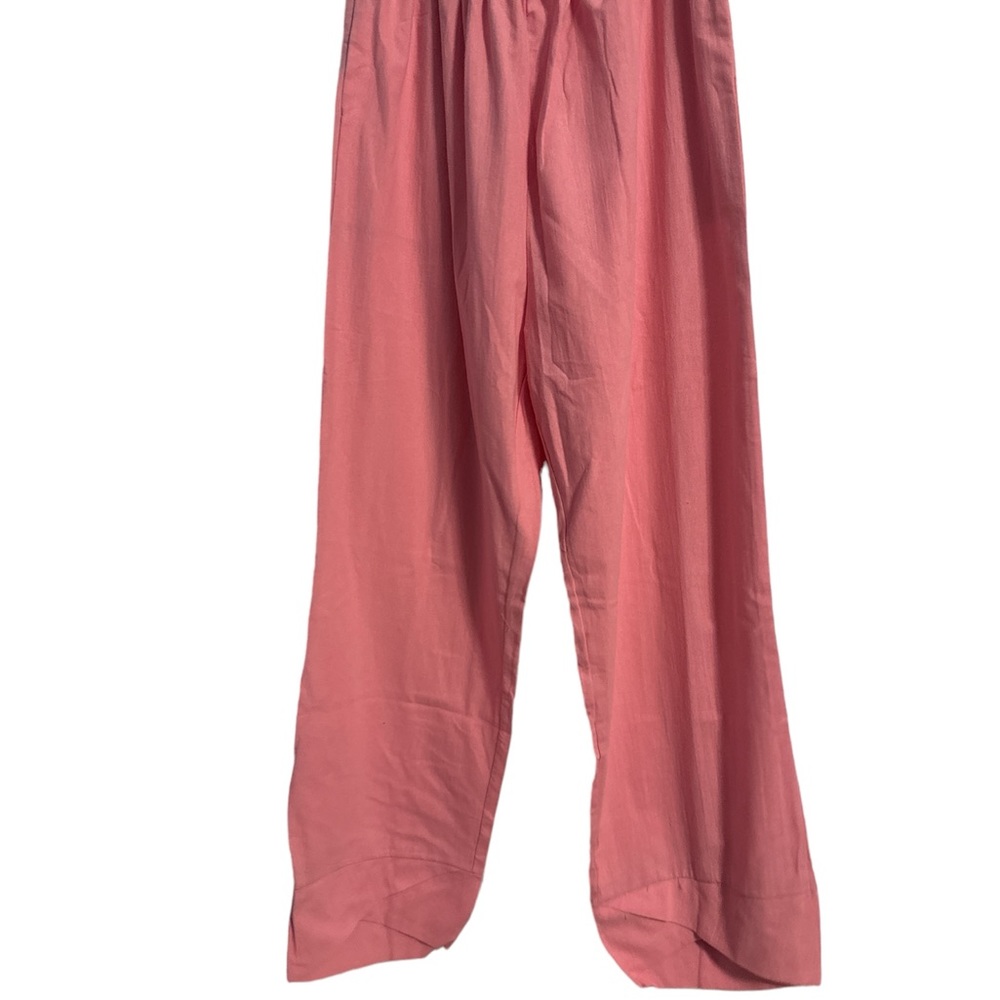 Dark Pink Cotton Pants that feel like linen. Elastic band. Baggy. Size Medium.